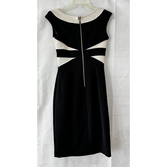 Maggy London Black White Sheath Dress Size 4 Colorblock Sleeveless - Picture 9 of 12